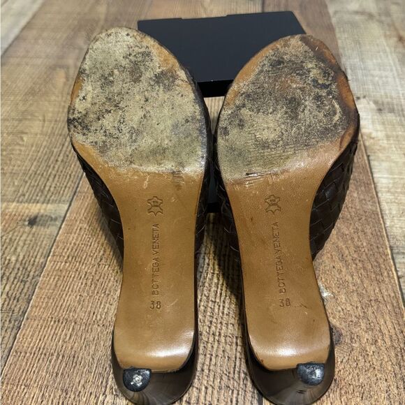 Bottega Veneta Woven Sandals Intrecciato Damier Leather Check Sz 38 US 8 COA - Picture 10 of 16